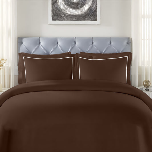 Customizable 250 TC Dyed Sateen Elegance Fitted Bedsheet - Coffee