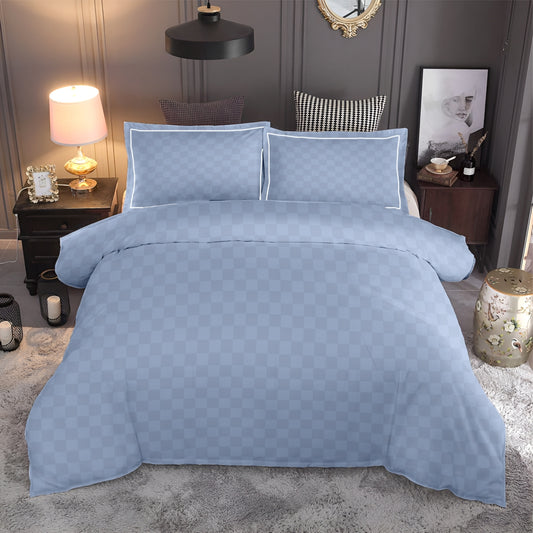 Customizable 300 TC Mozziac Checks Bedsheet - Blue