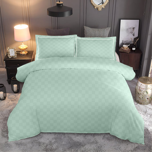 Customizable 300 TC Mozziac Checks Bedsheet - Olive