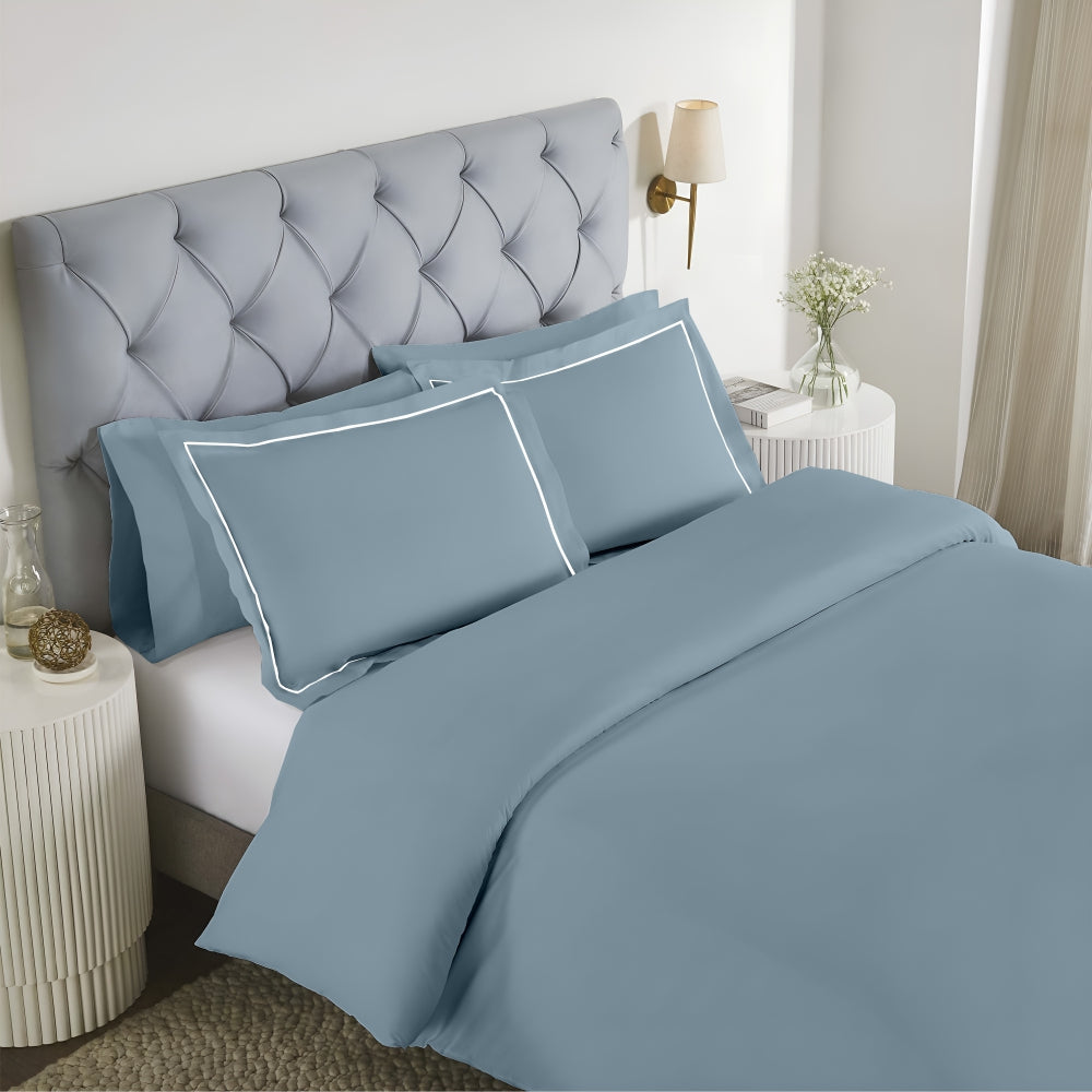 Customizable 250 TC Dyed Sateen Elegance Fitted Bedsheet - Slate Blue