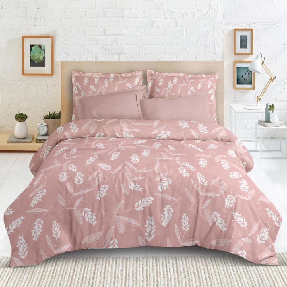 Satin Glory 200 TC pure cotton double bedsheet in peach print