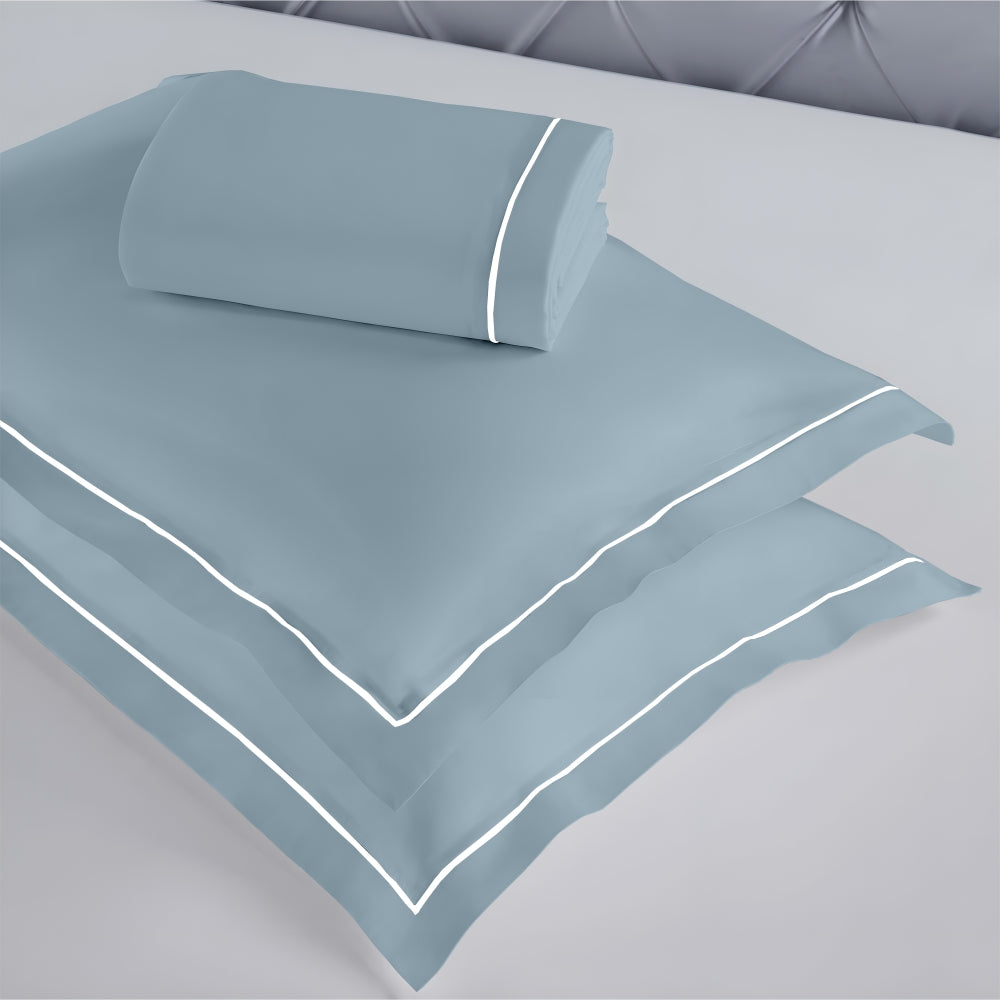 Customizable 250 TC Dyed Sateen Elegance Fitted Bedsheet - Slate Blue