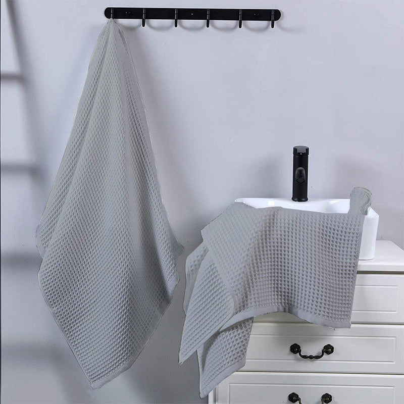 Pure Cotton Waffle Hand Towels - Silver