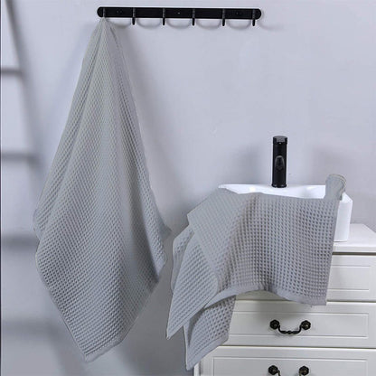 Pure Cotton Waffle Hand Towels - Silver