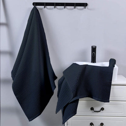 Pure Cotton Waffle Hand Towels - Charcoal