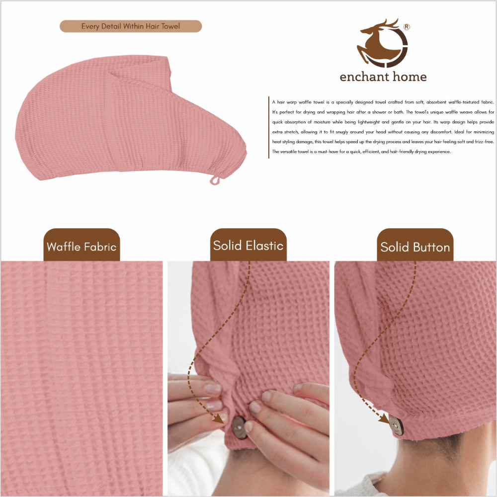 Peach cotton hair wrap towel folded view