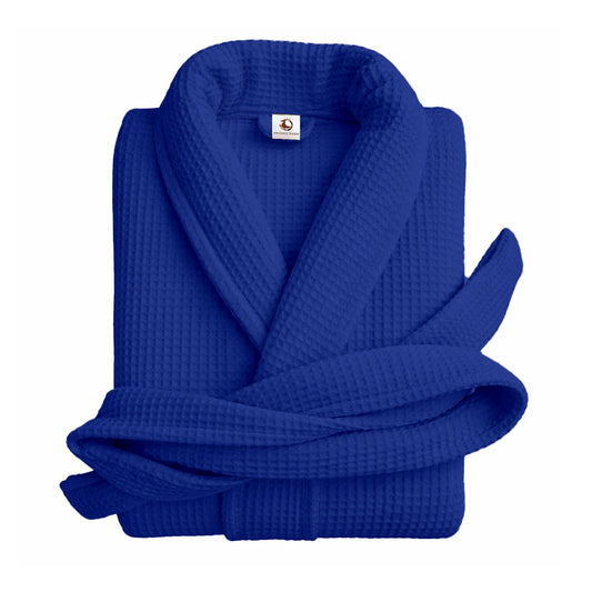 Pure Cotton Unisex Waffle Bath Robe - Royal Blue