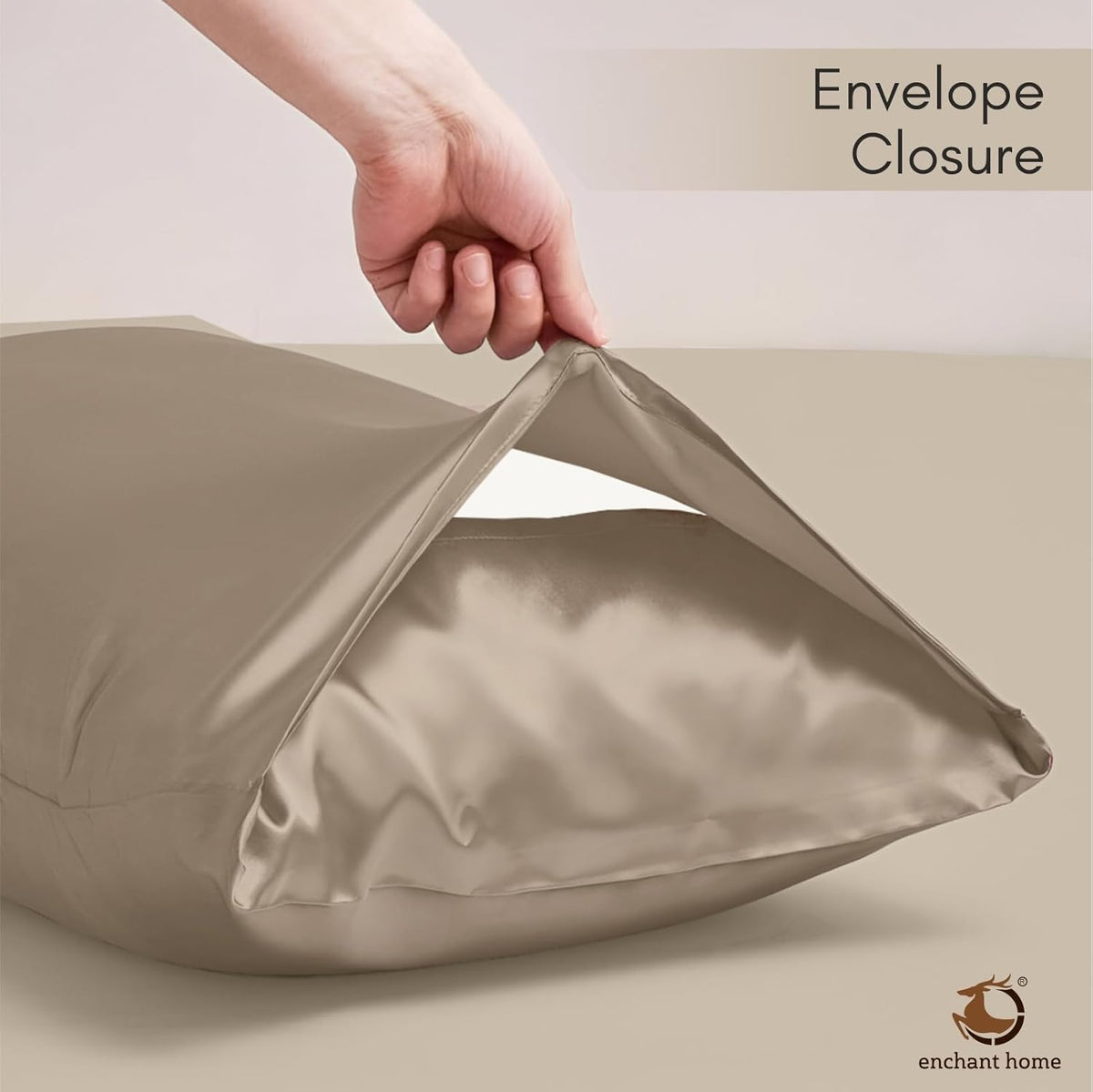 300 TC Art Silk Satin Pillow Cover Set - Beige