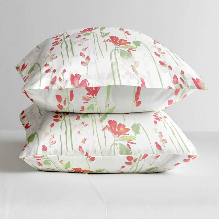 Satin Glory Pure Cotton Double Bedsheet - Pastel Red