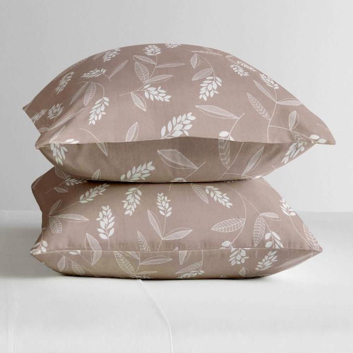 Satin Glory Pure Cotton Double Bedsheet - Leafy Brown