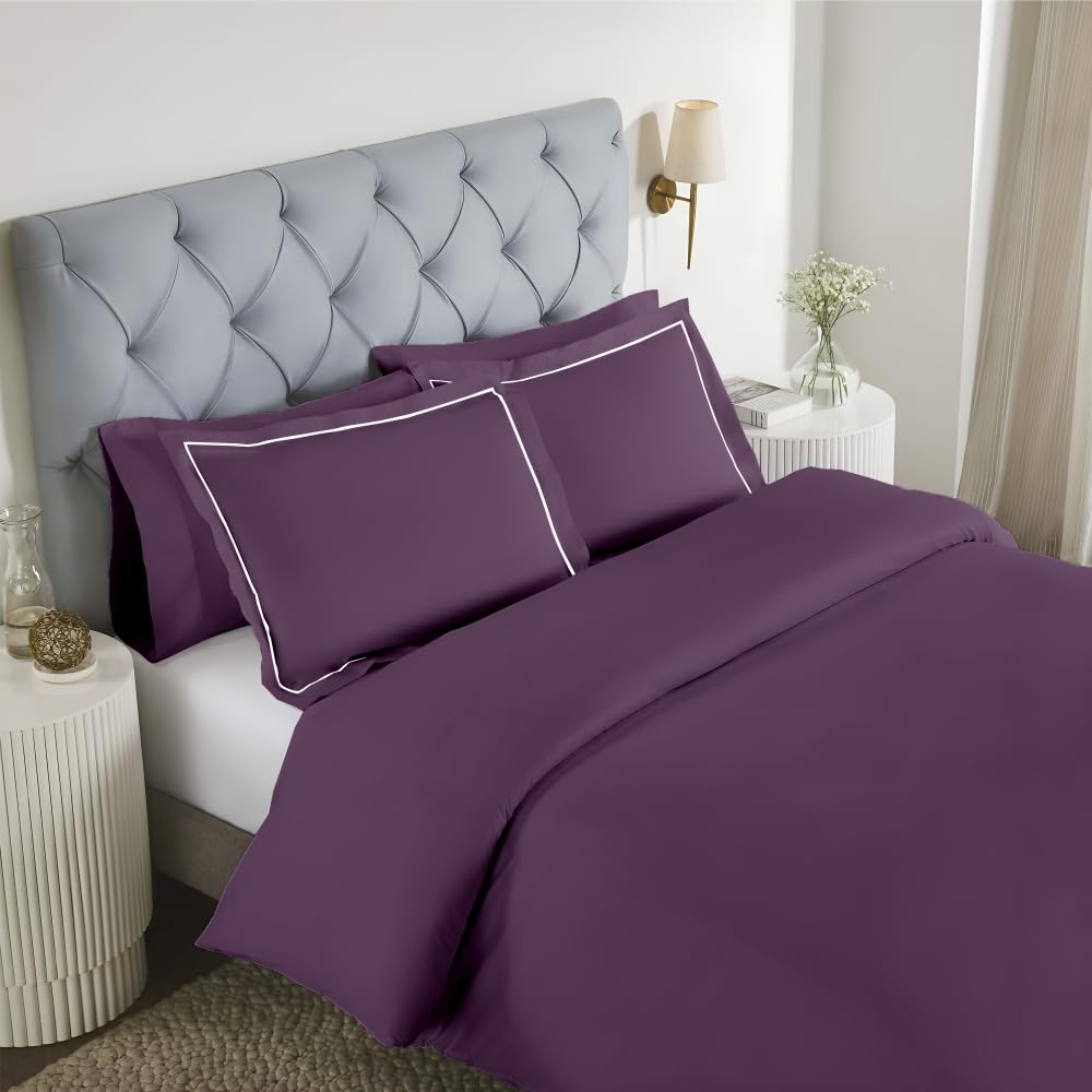 Elegance 250 TC pure cotton king size bedsheet in lavender