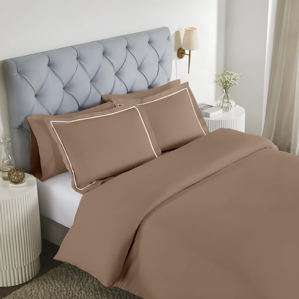 Elegance 250 TC pure cotton king size bedsheet in beige
