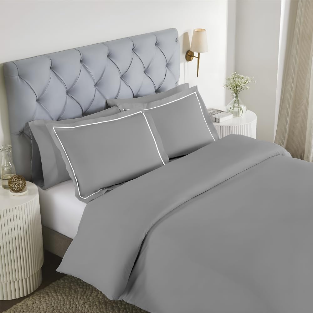 Elegance 250 TC pure cotton king size bedsheet in silver