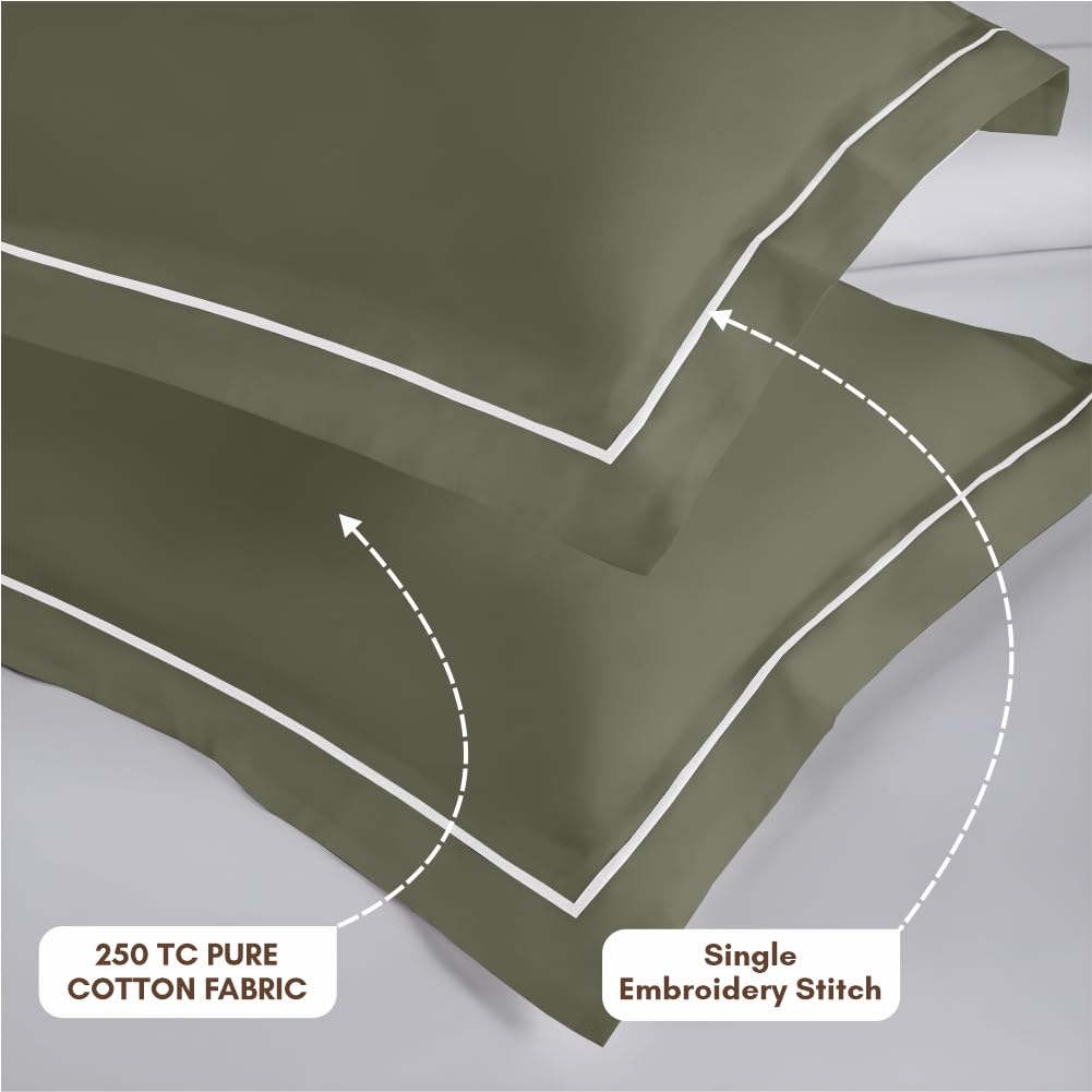 Elegance 250 TC King Bedsheet - Olive Green