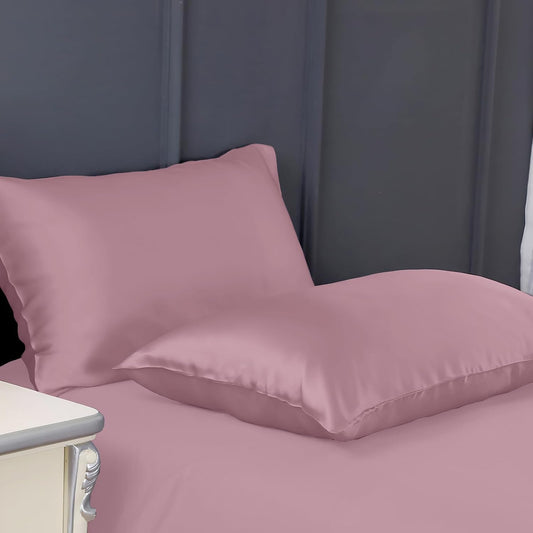 300 TC Art Silk Satin Pillow Cover Set - Rose