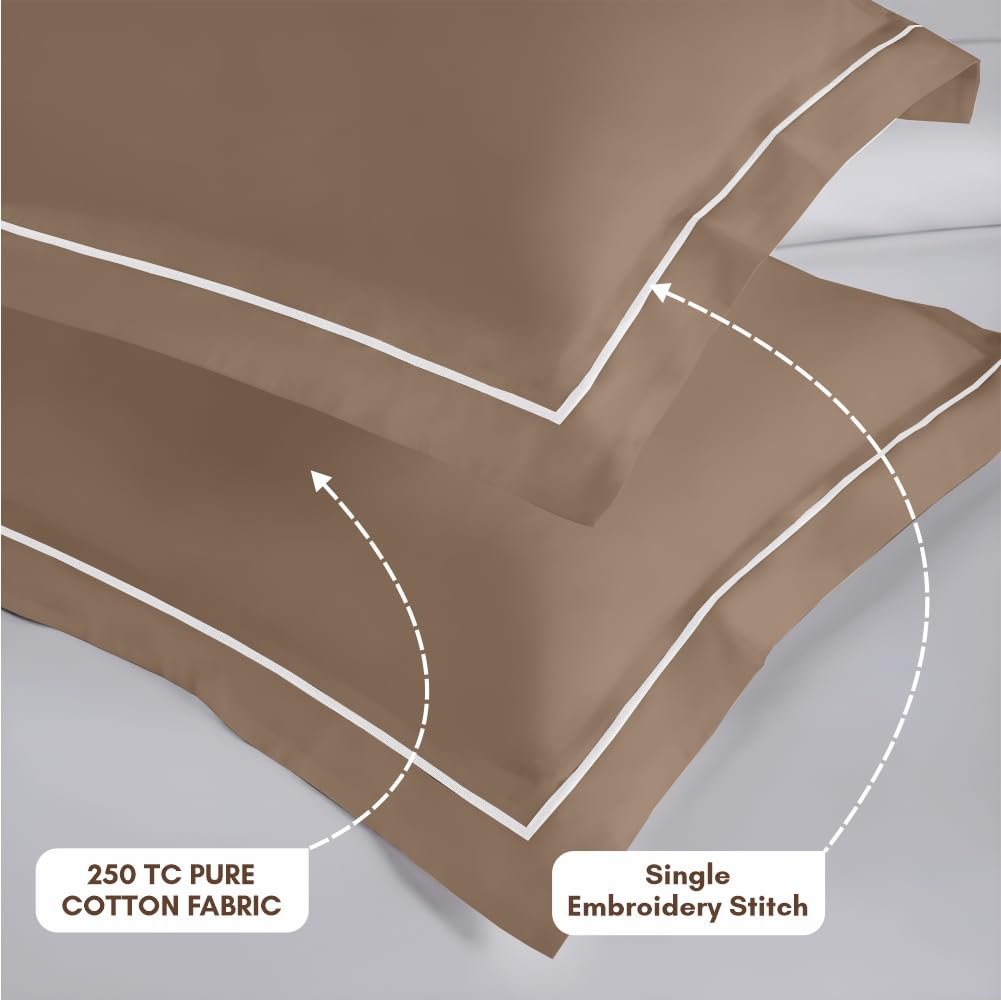 Customizable Pure Cotton Dyed Elysian Satin Stripes Bedsheet- Pearl