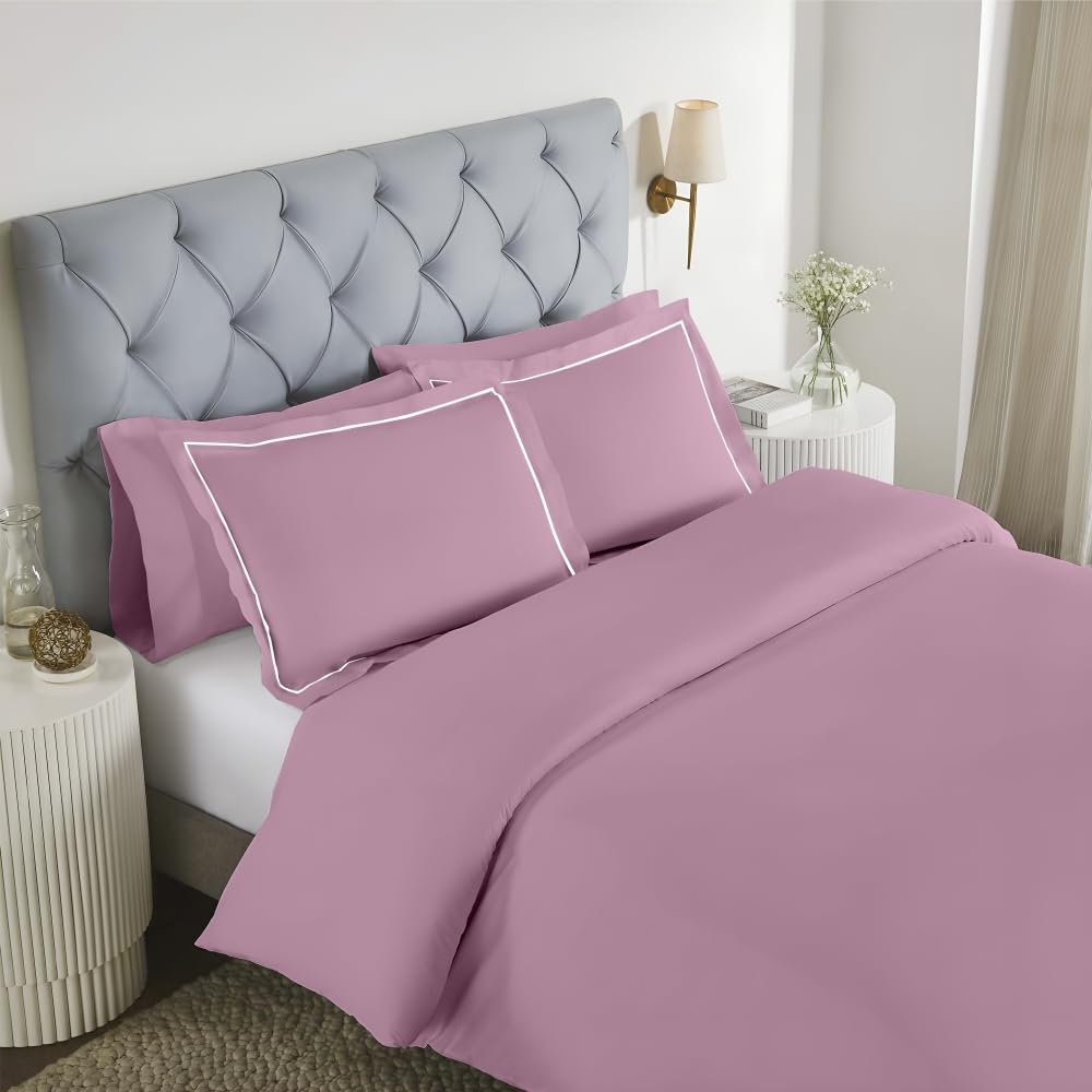 Elegance 250 TC pure cotton king size bedsheet in cameo rose