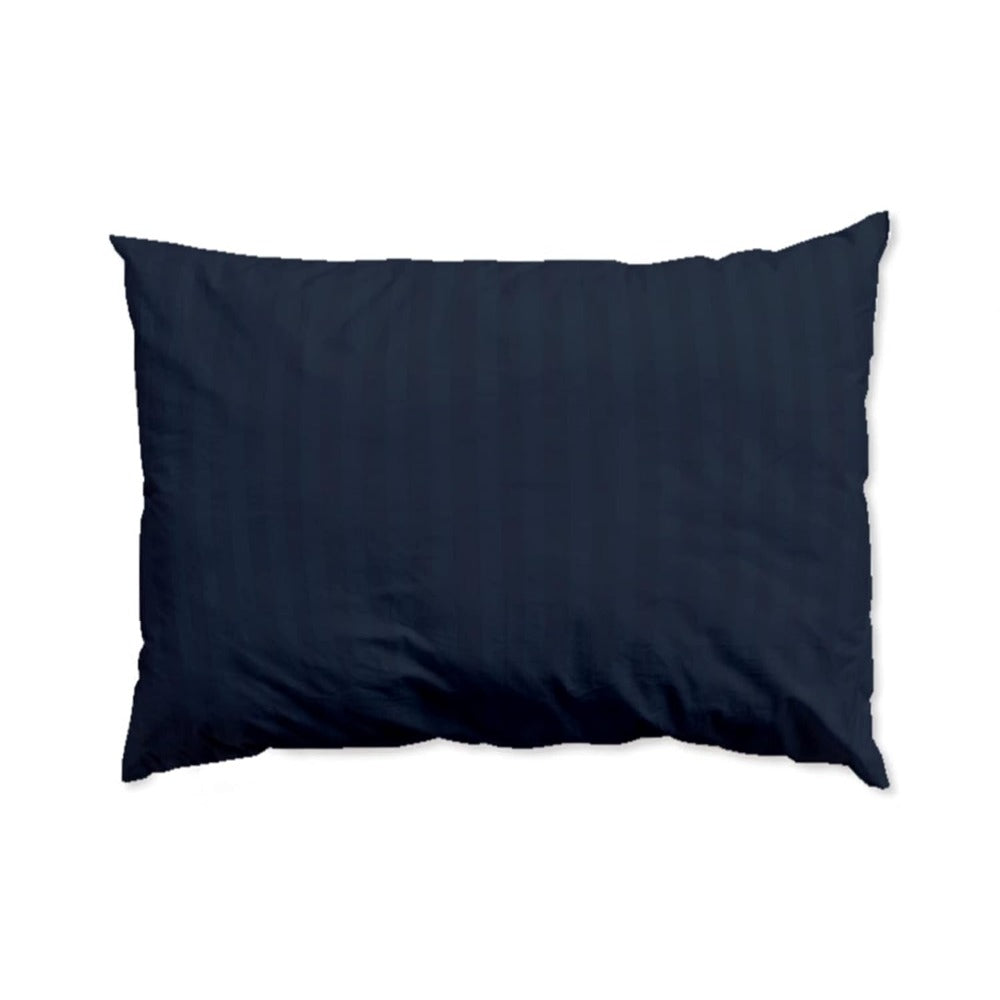 Navy blue satin stripe single bedsheet fabric close-up