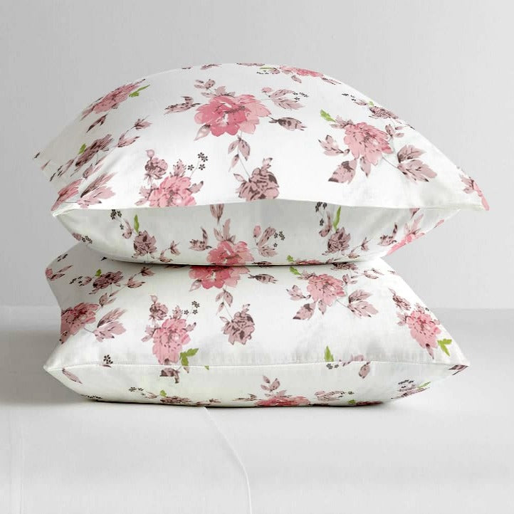 Satin Glory Pure Cotton Double Bedsheet - Pink Blossom