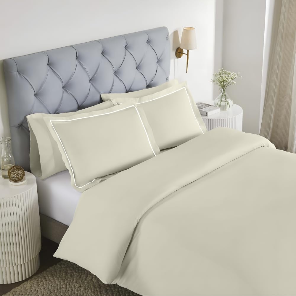 Elegance 250 TC pure cotton king size bedsheet in ivory