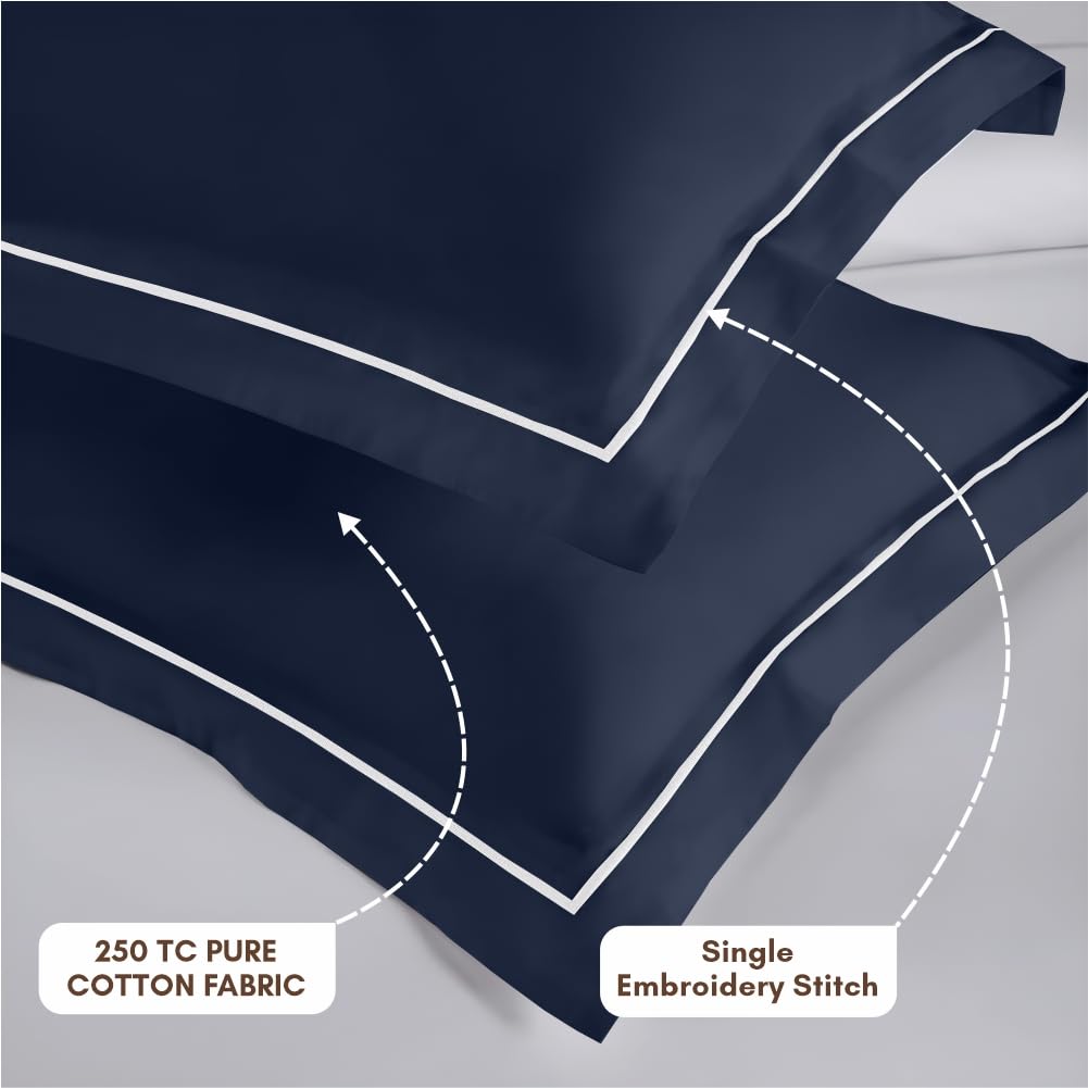 Elegance 250 TC King Bedsheet - Navy Blue
