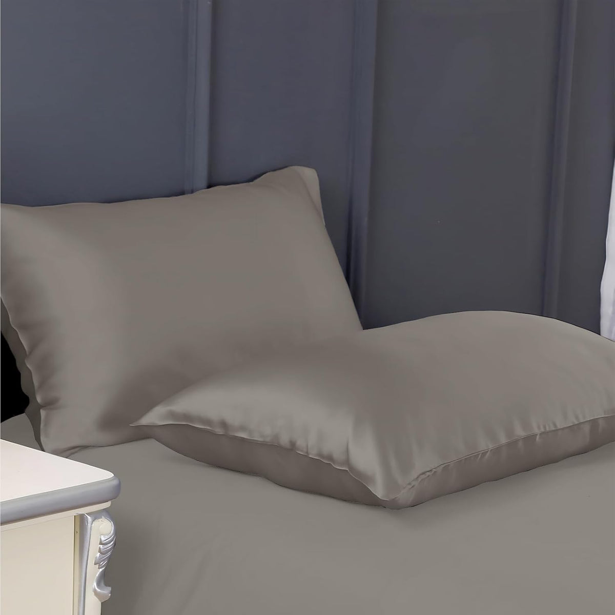 300 TC art silk satin pillow cover set in grey
