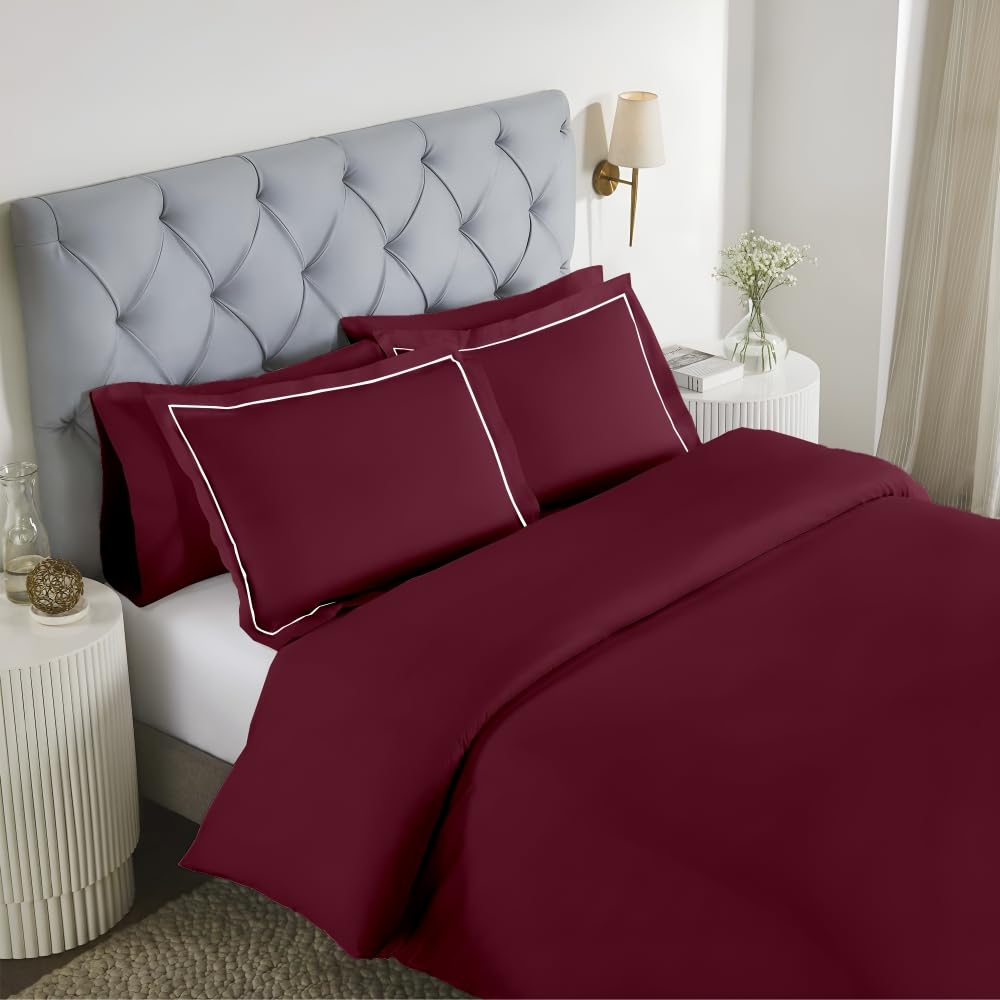 Elegance 250 TC pure cotton king size bedsheet in maroon