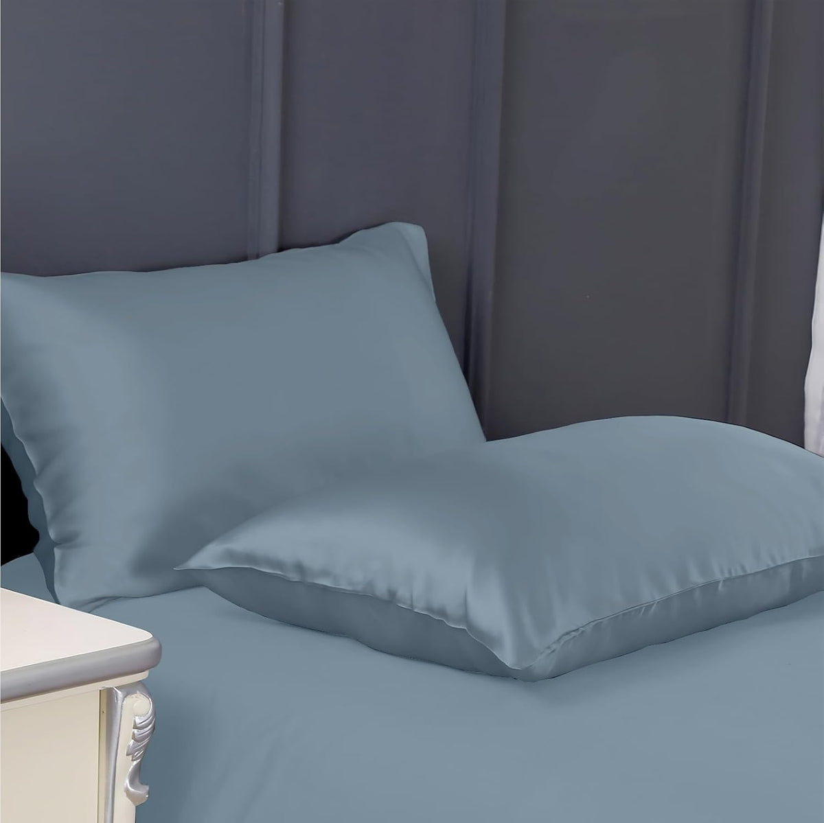 300 TC art silk satin pillow cover set in coral blue