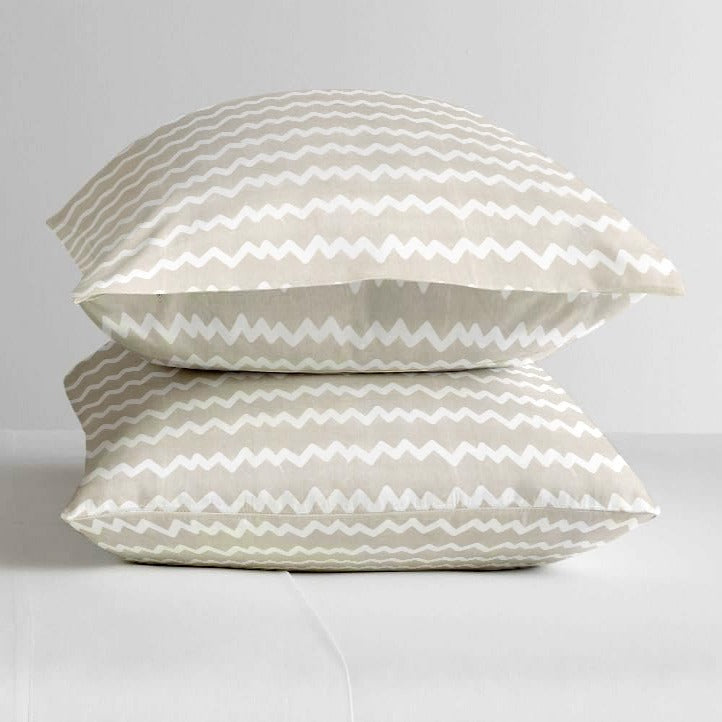 Grey geometric glace cotton bedsheet folded view