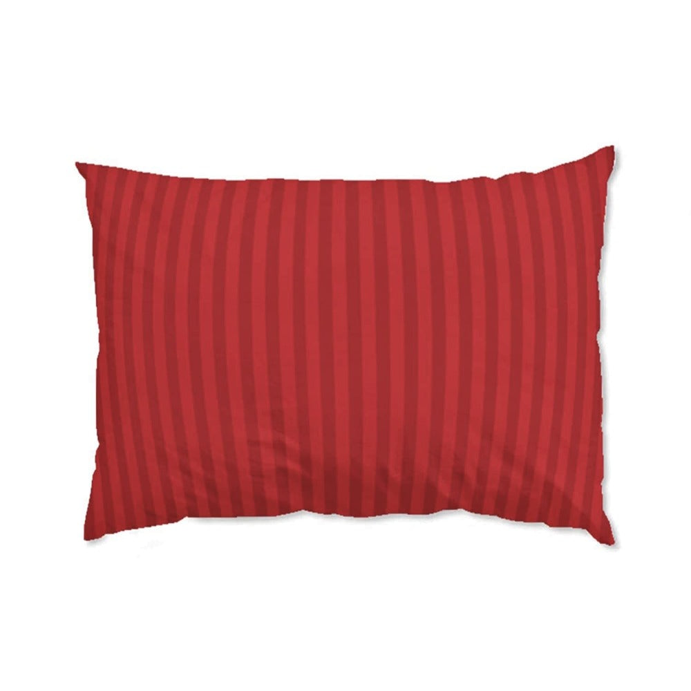 Maroon satin stripe cotton bedsheet fabric close-up