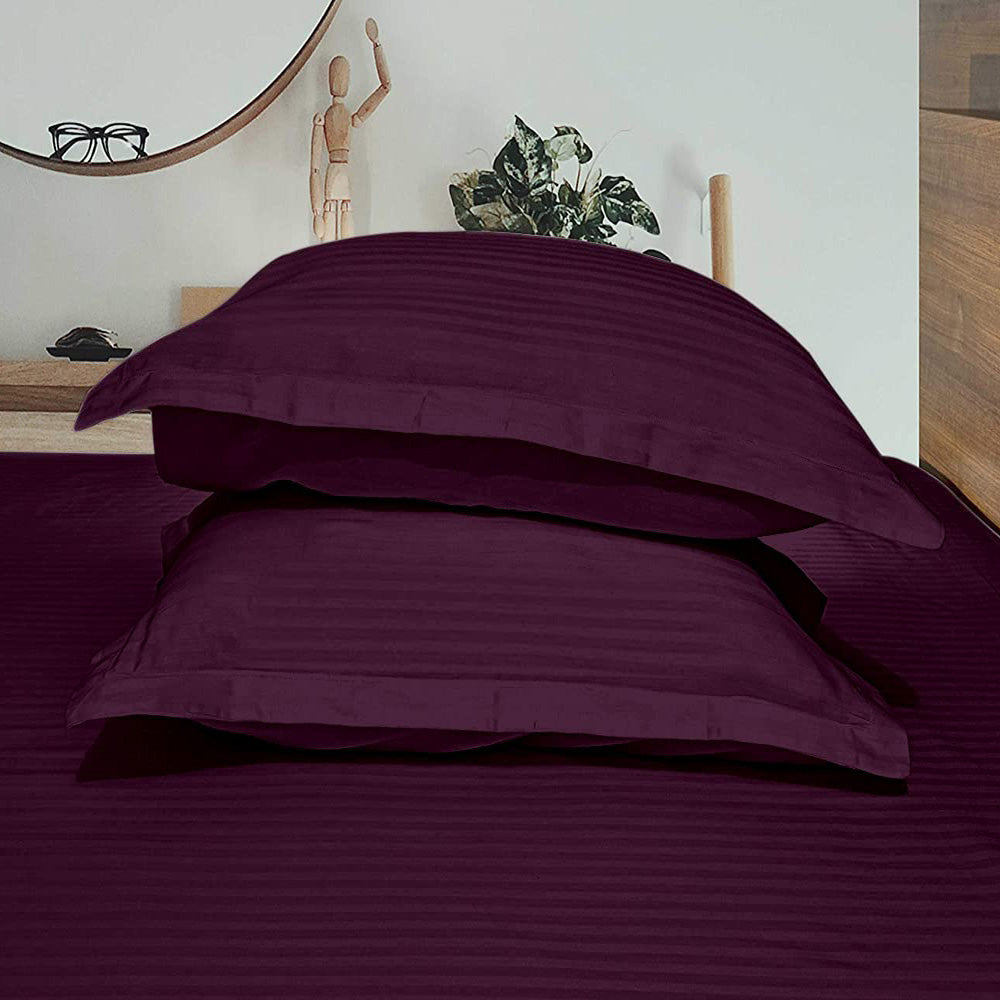 Pure cotton satin stripe pillow covers in wine