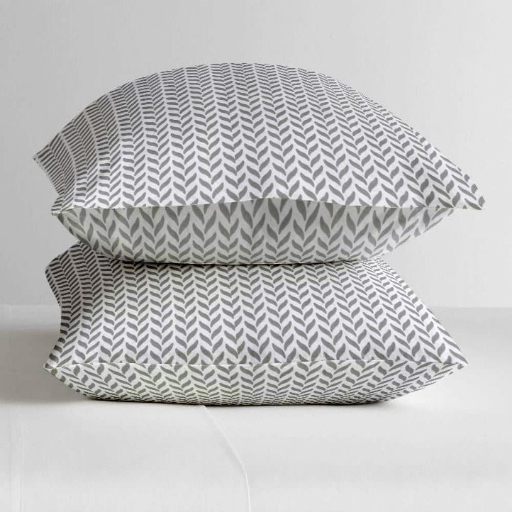 Blossom Glace Cotton Printed Double Bedsheet - Grey Geometric