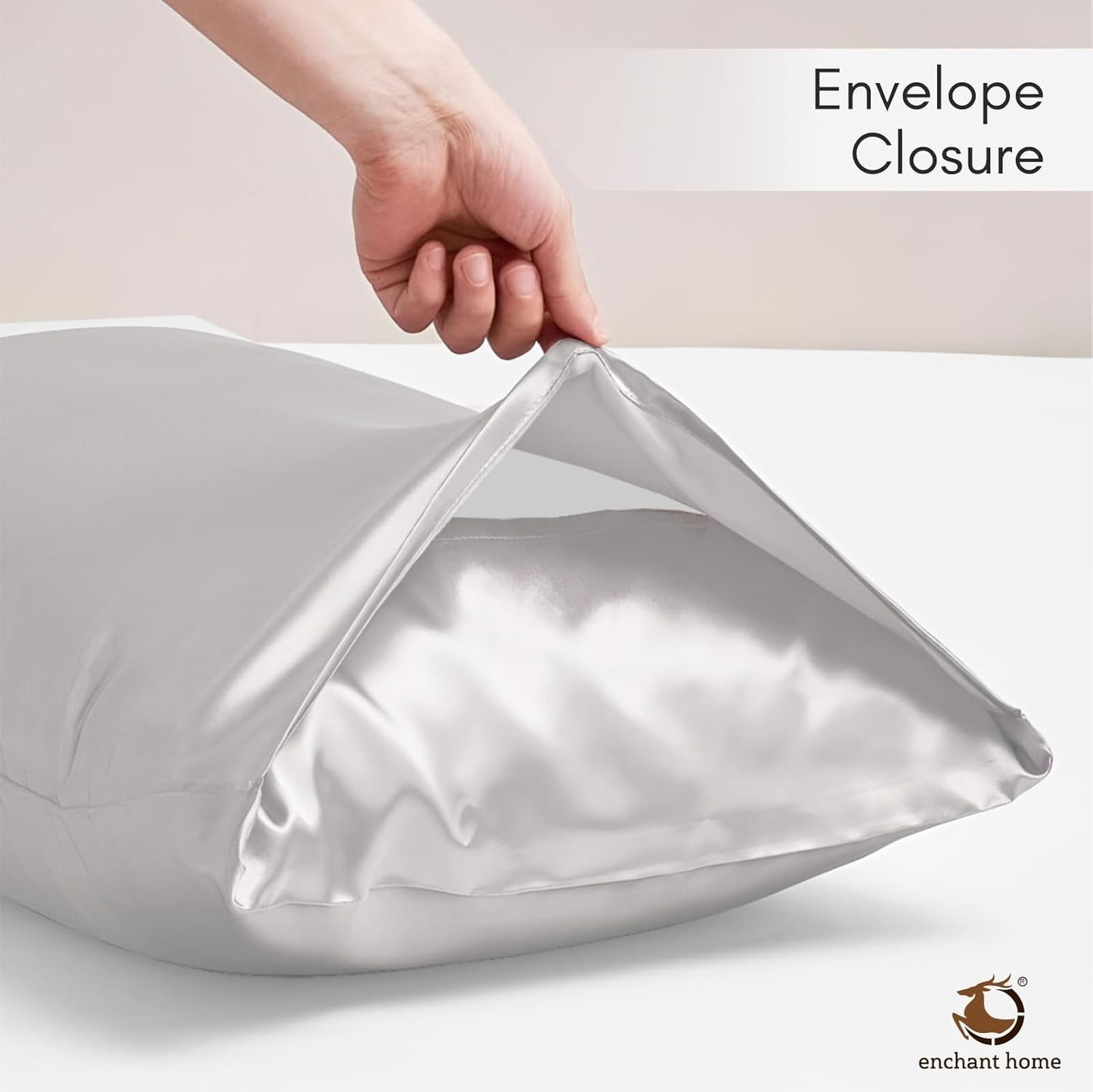 300 TC Art Silk Satin Pillow Cover Set - Pearl White