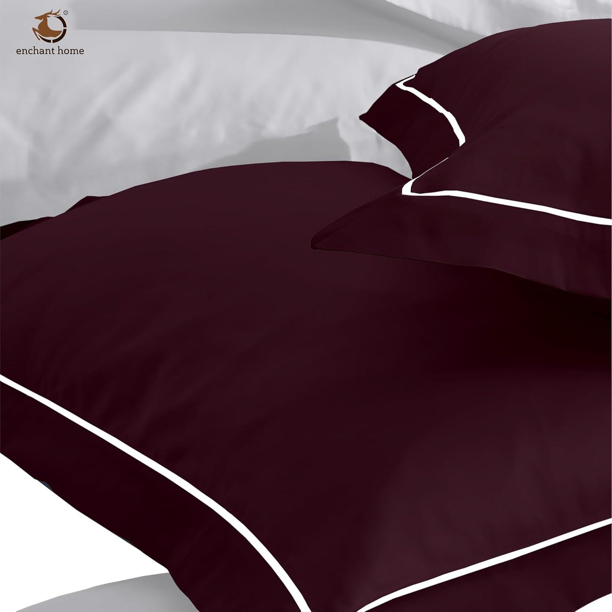 Pure Cotton 300 TC Solid Pillow Cover Set - Wine