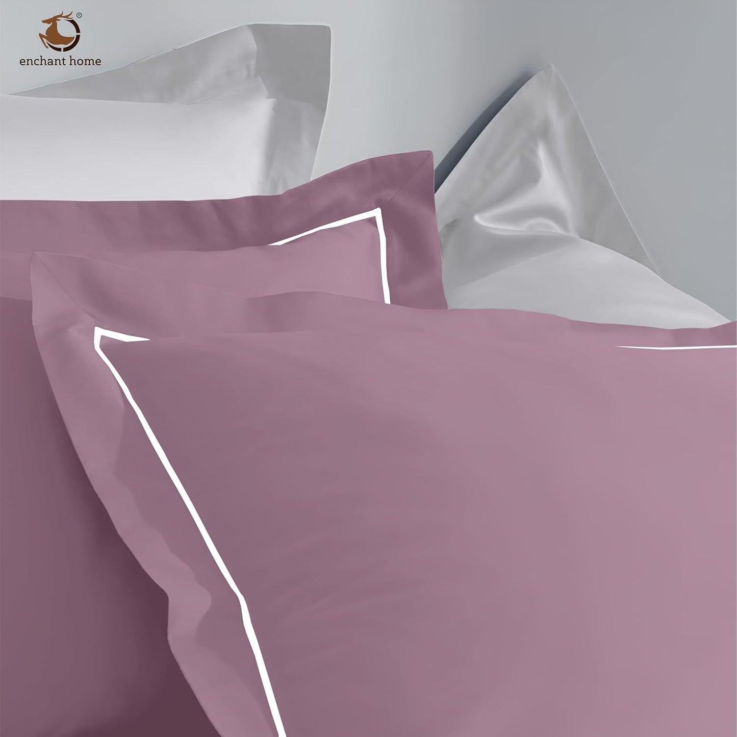 Pure Cotton 300 TC Solid Pillow Cover Set - Cameo Rose