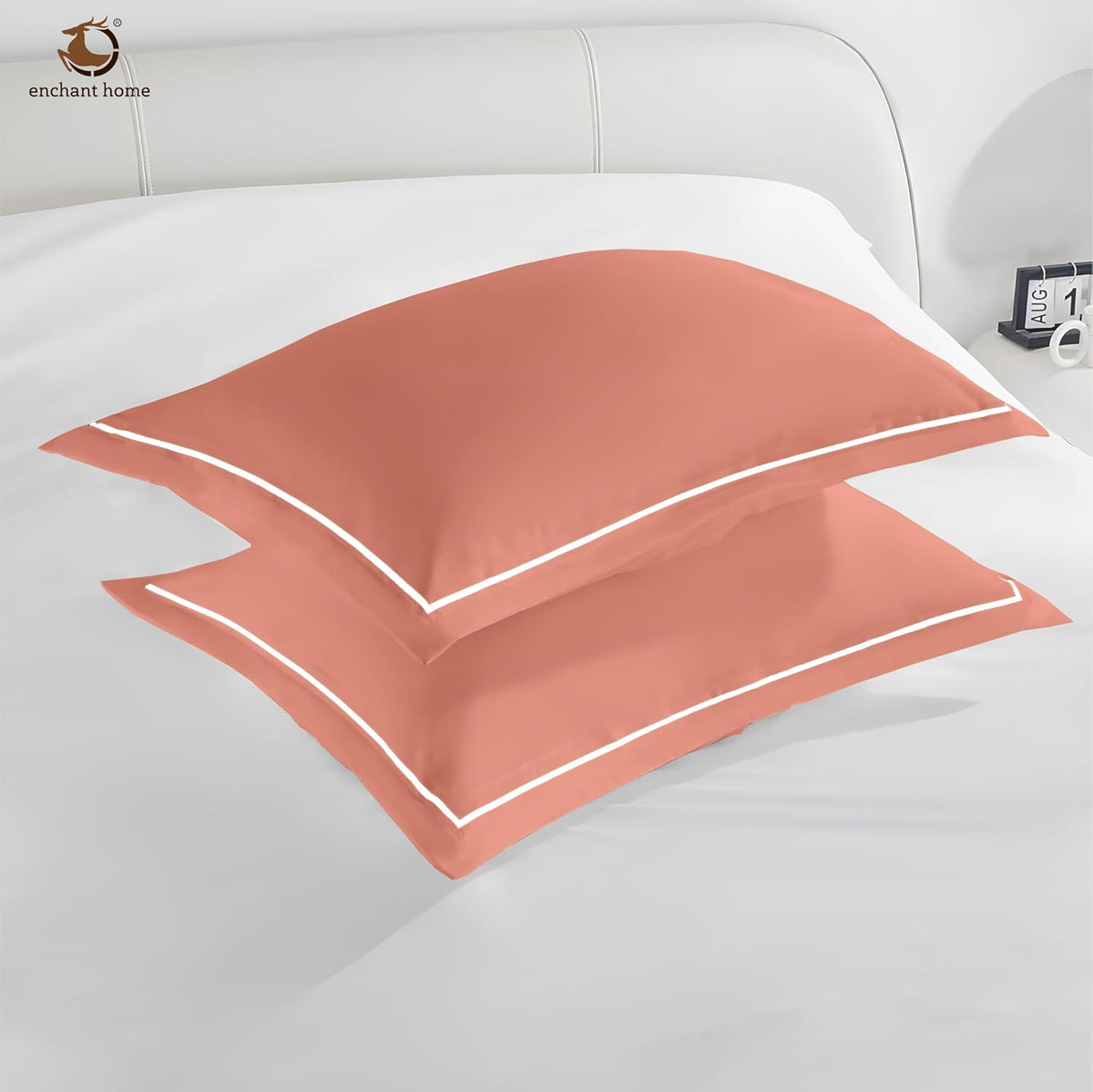 Pure Cotton 300 TC Solid Pillow Cover Set - Blush