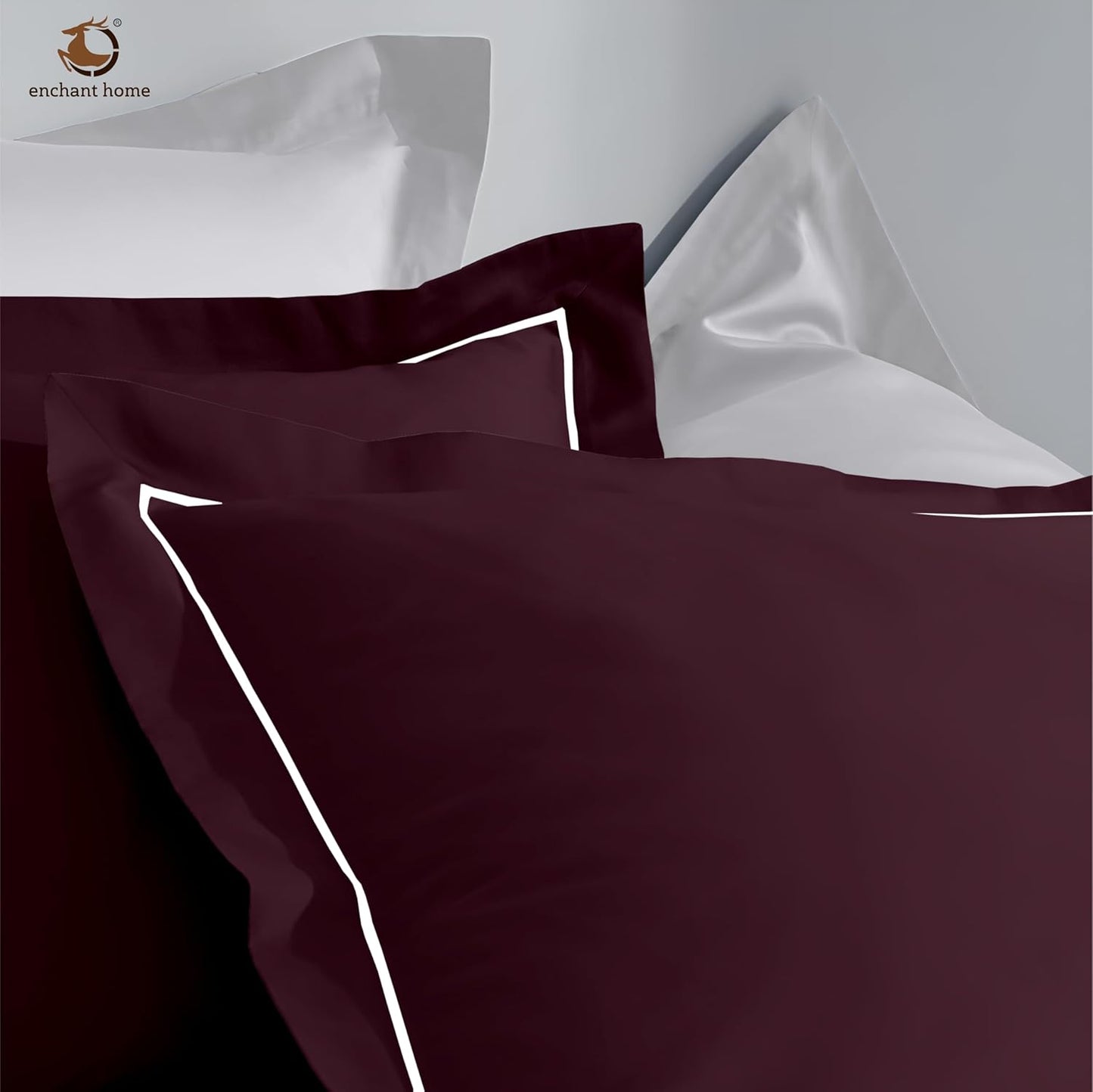 Pure Cotton 300 TC Solid Pillow Cover Set - Wine