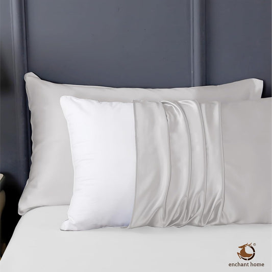 300 TC Art Silk Satin Pillow Cover Set - Pearl White