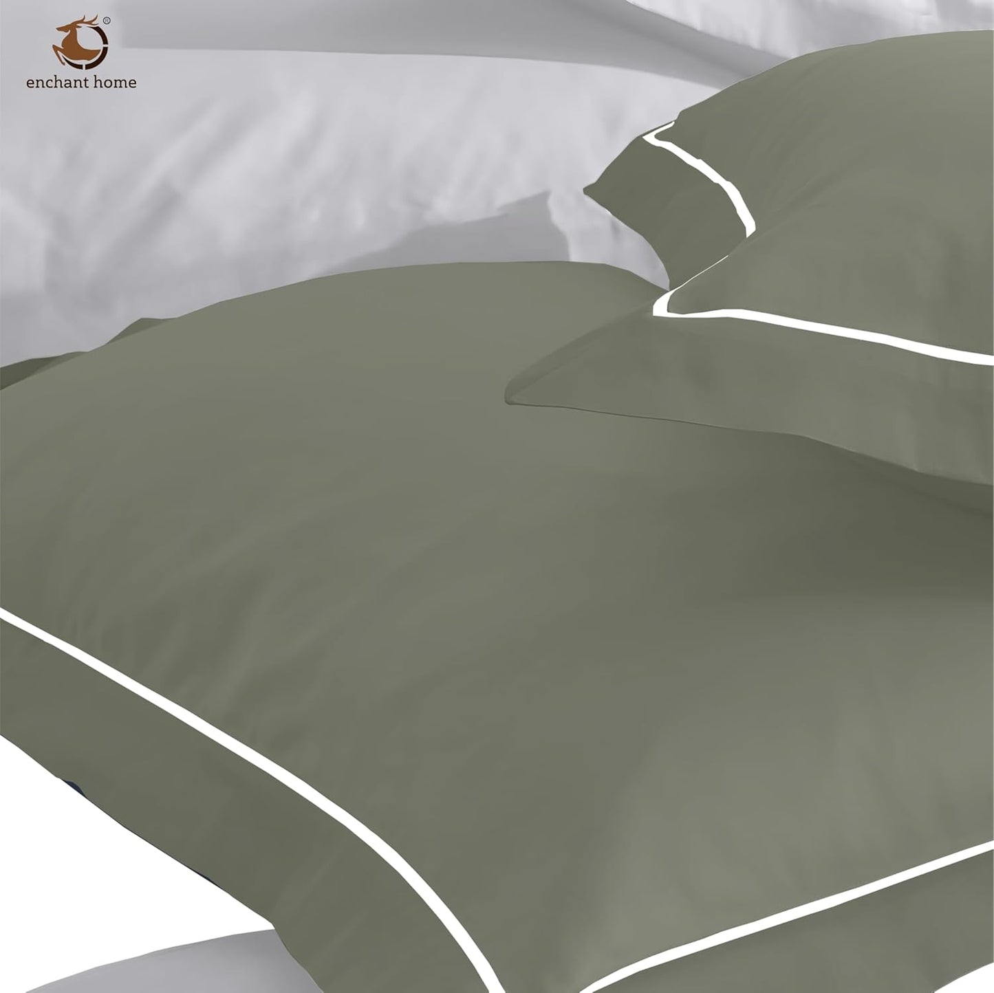 Pure Cotton 300 TC Solid Pillow Cover Set - Moss Green