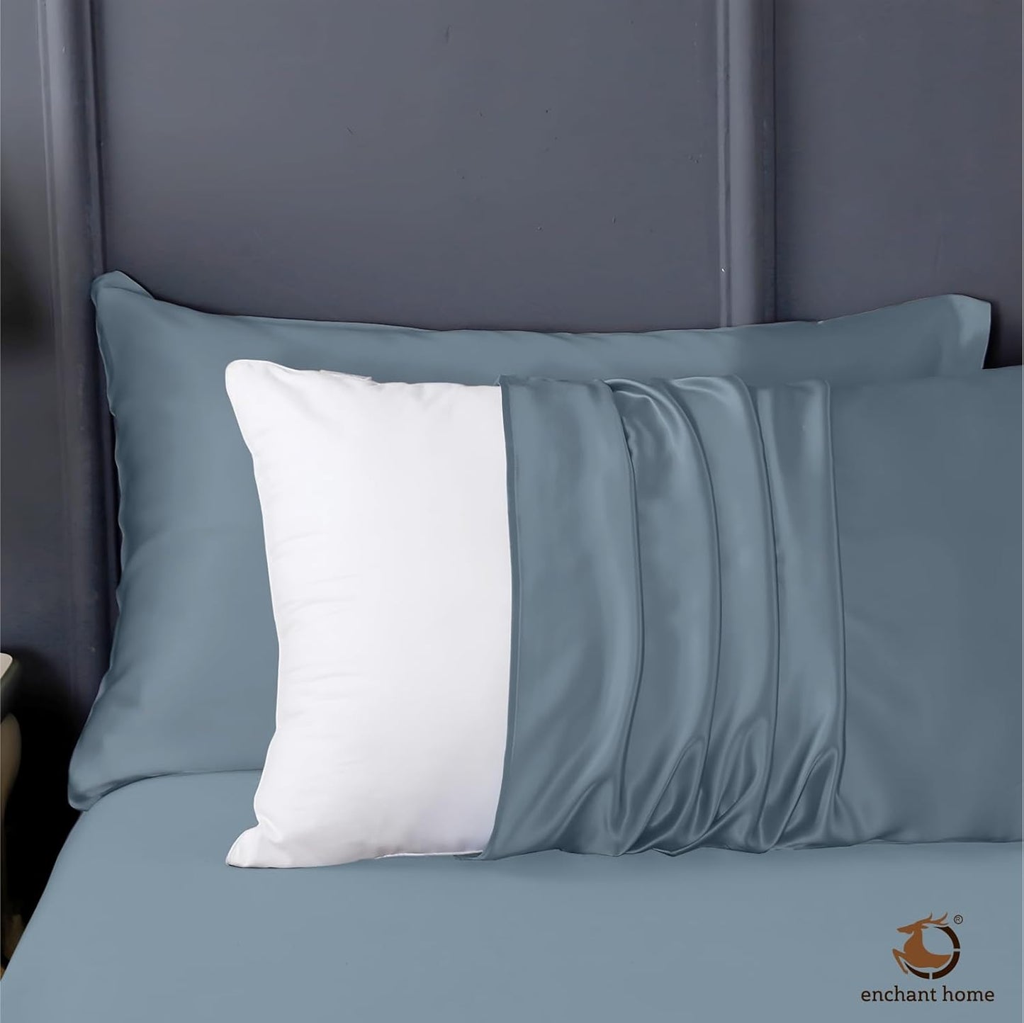 300 TC Art Silk Satin Pillow Cover Set -  Coral Blue