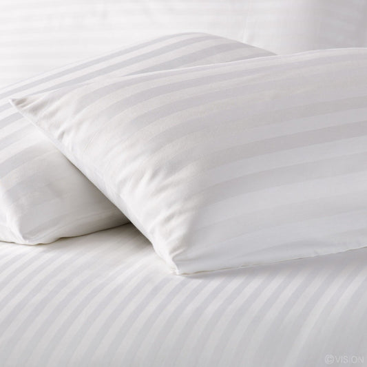 210 TC Pure Cotton Bag Type Satin Stripe Pillow Covers - White