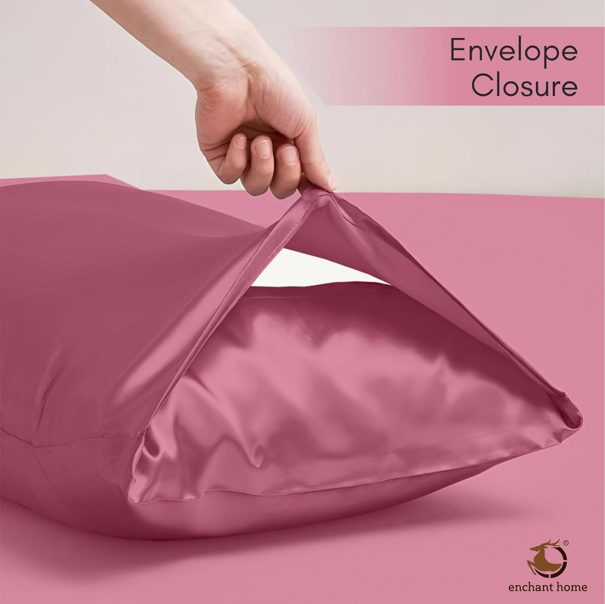 300 TC Art Silk Satin Pillow Cover Set - Pink