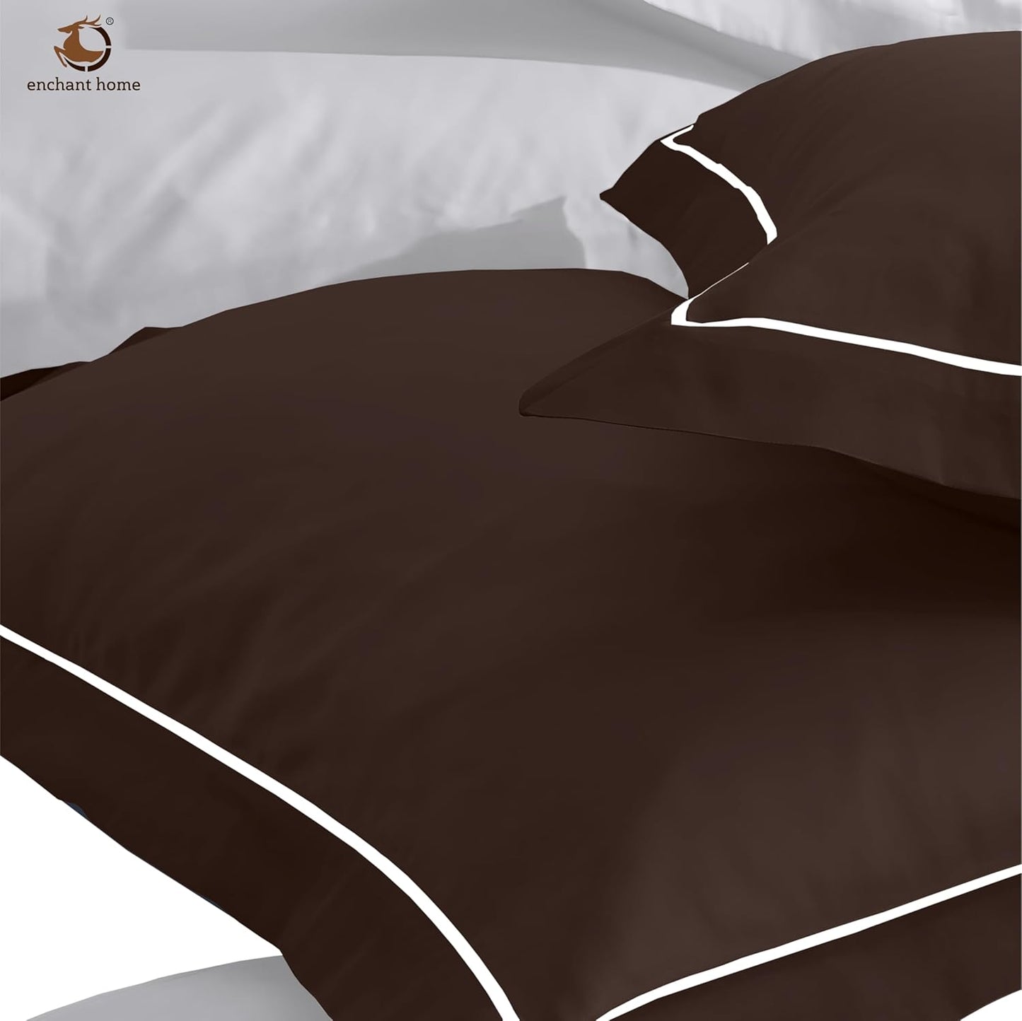Pure Cotton 300 TC Solid Pillow Cover Set - Coffee