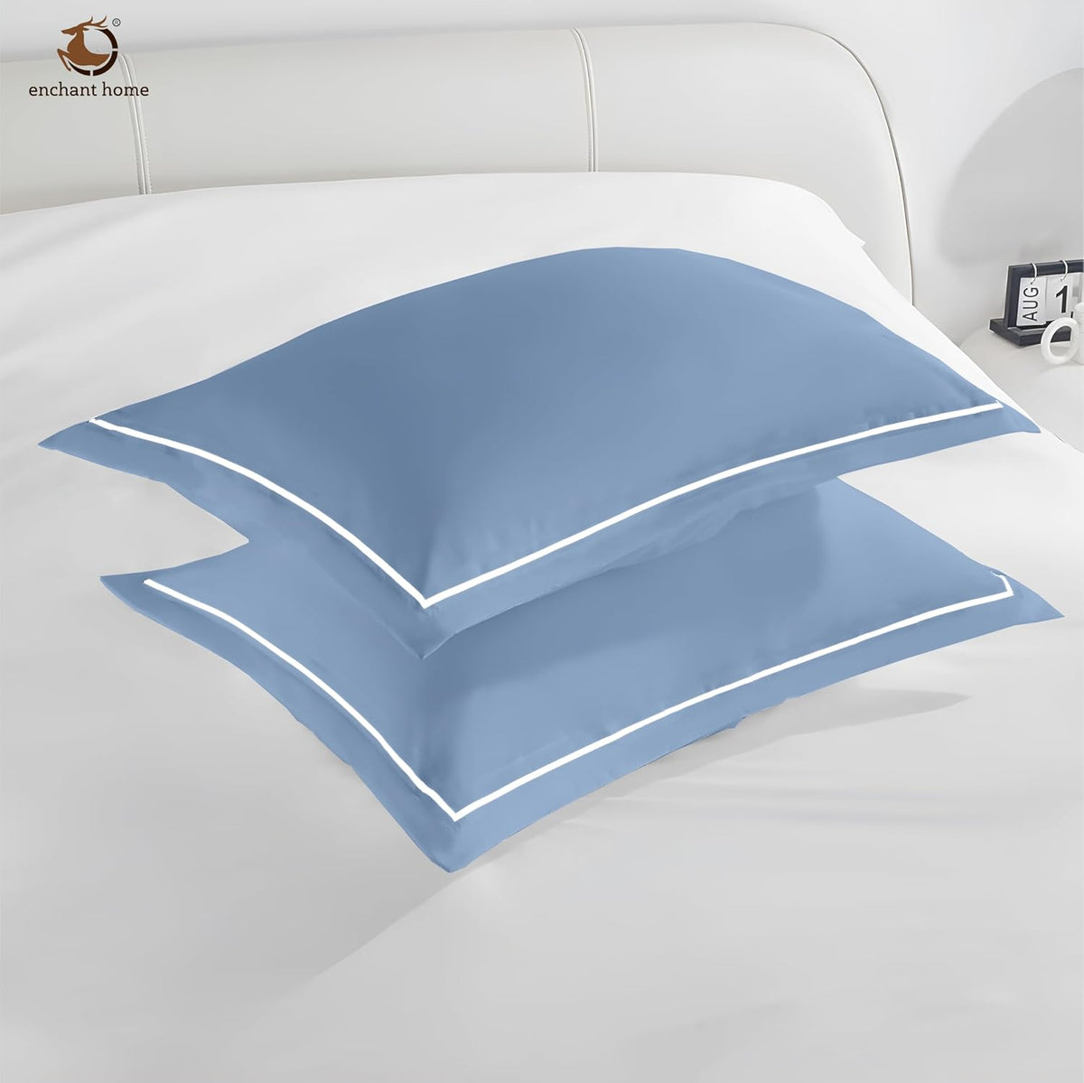 Pure Cotton 300 TC Solid Pillow Cover Set - Mediteranean Blue