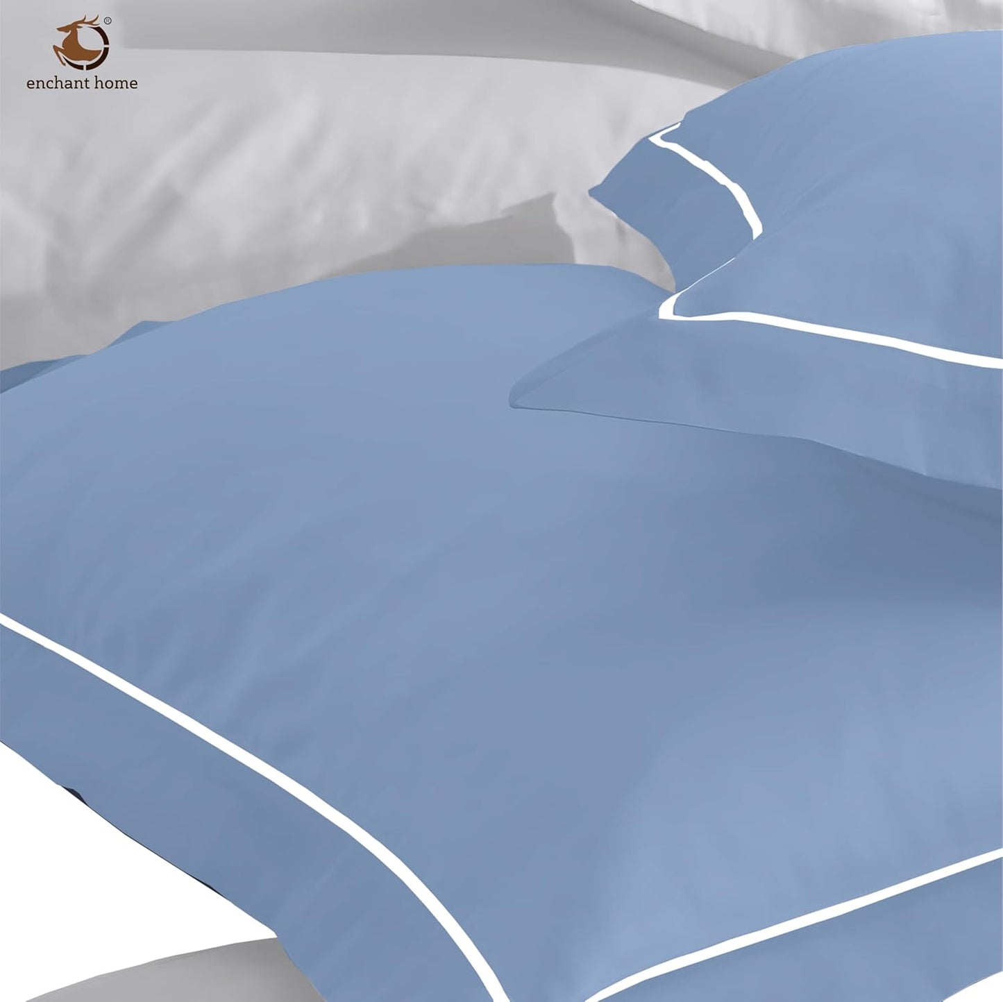 Pure Cotton 300 TC Solid Pillow Cover Set - Mediteranean Blue