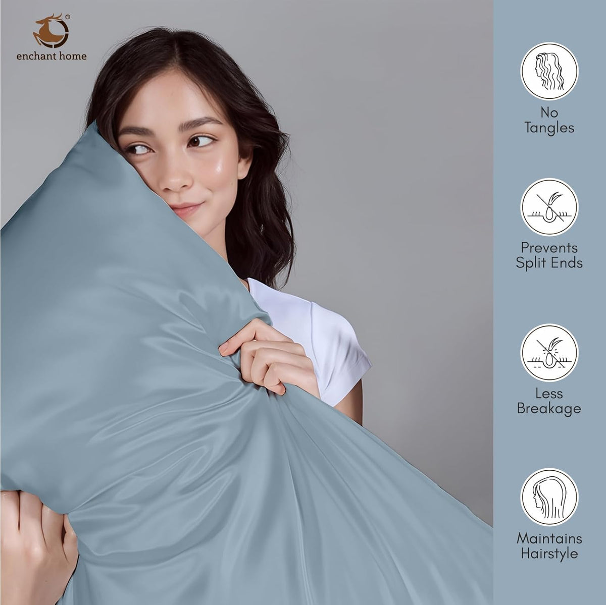 300 TC Art Silk Satin Pillow Cover Set -  Coral Blue