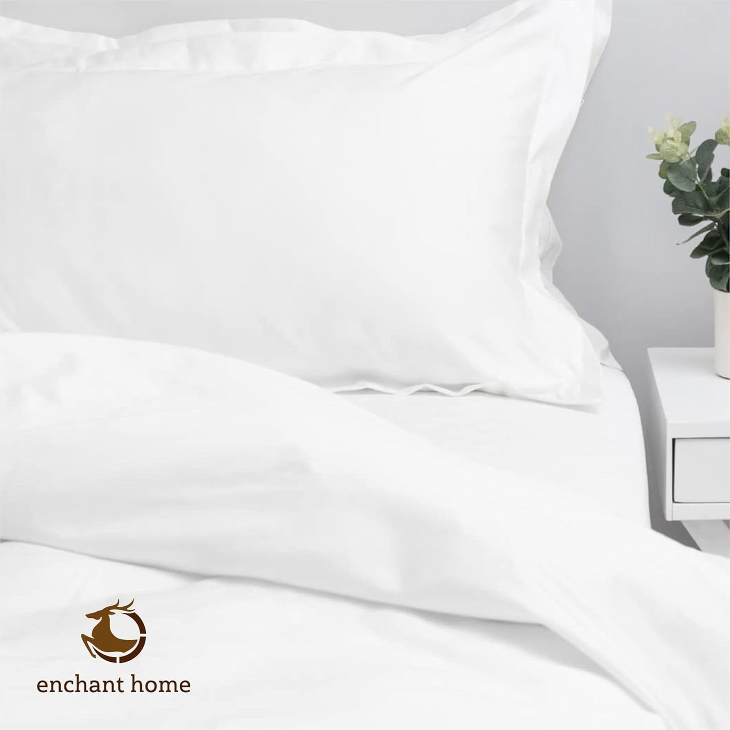 Pure Cotton Plain Percale Pillow Cover Set - White