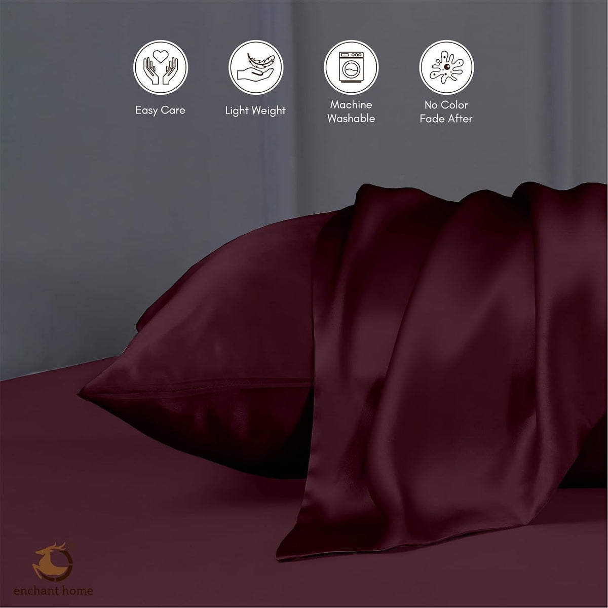 300 TC Art Silk Satin Pillow Cover Set - Velvet