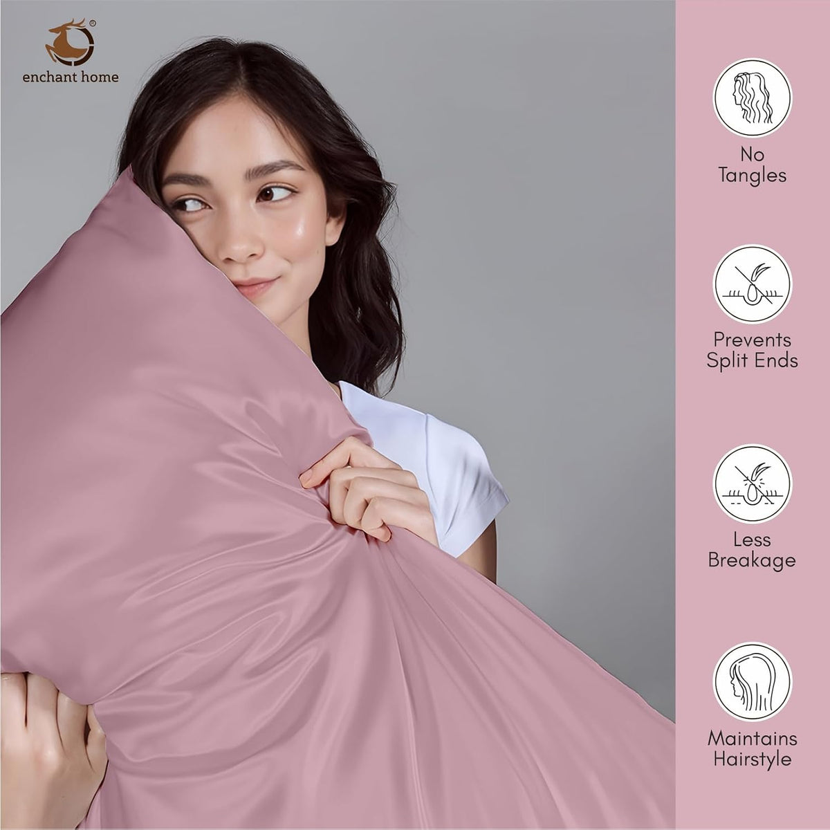 300 TC Art Silk Satin Pillow Cover Set - Rose