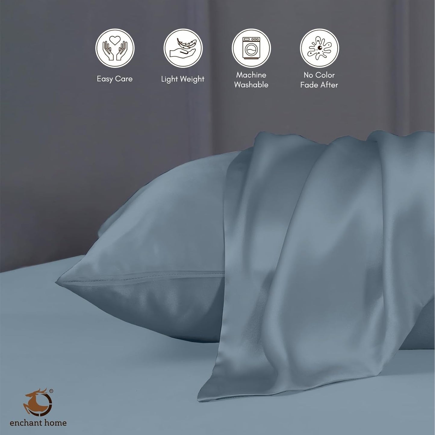 300 TC Art Silk Satin Pillow Cover Set -  Coral Blue